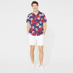 NAUTICA JEANS CO. FLORAL PRINT SHORT SLEEVE SHIRT,J Navy,large