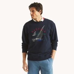 Boat Embroidered Sweatshirt,Stellar Blue Heather,large