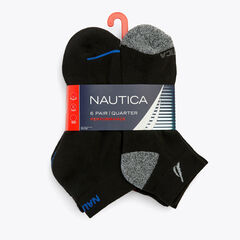 ATHLETIC LOGO QUARTER SOCKS, 6-PACK,Multi,large