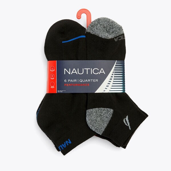 ATHLETIC LOGO QUARTER SOCKS, 6-PACK