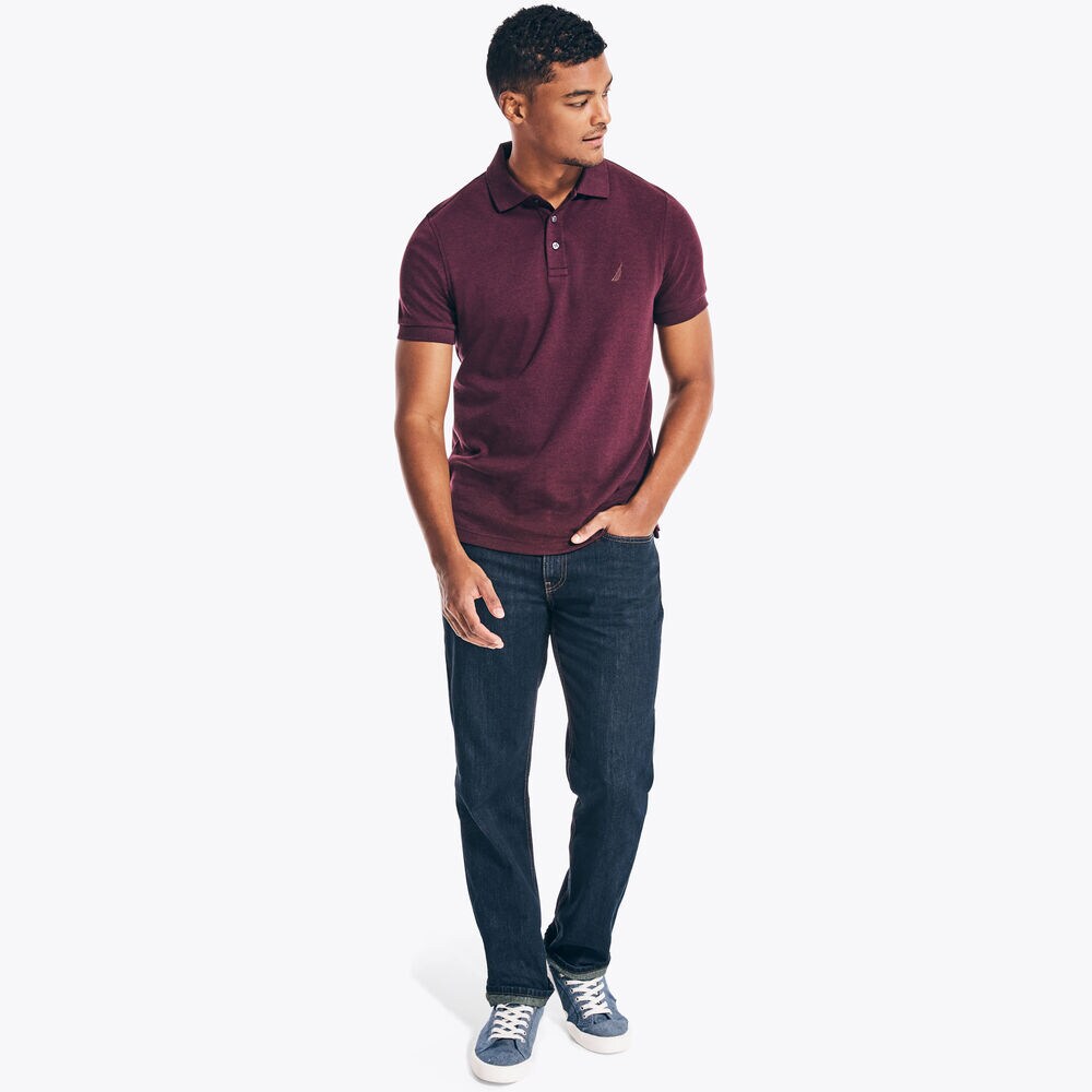 SLIM FIT HEATHERED INTERLOCK POLO,Glory Red,large