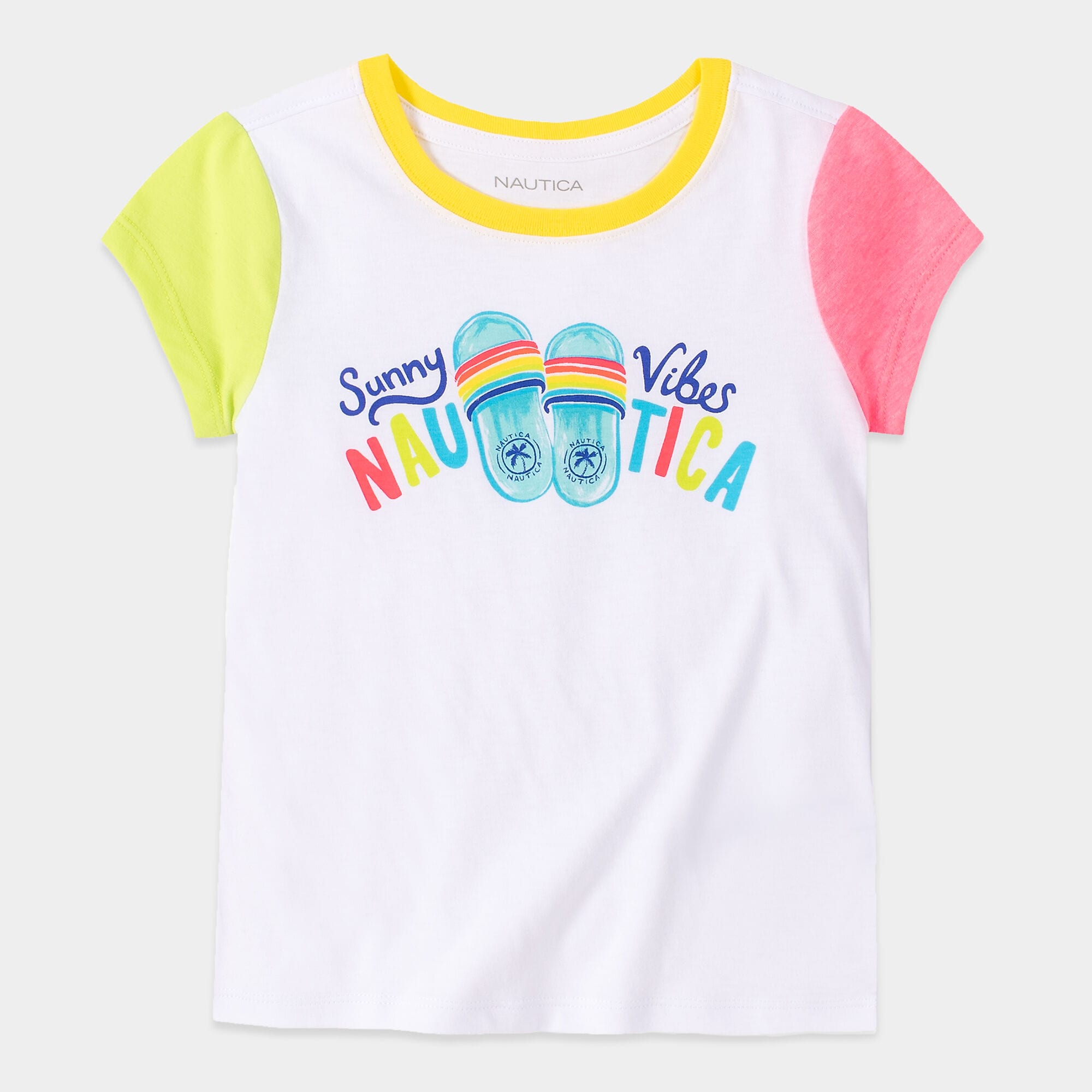 LITTLE GIRLS' COLORBLOCK SUNNY VIBES GRAPHIC T-SHIRT (4-7),Antique White Wash,large
