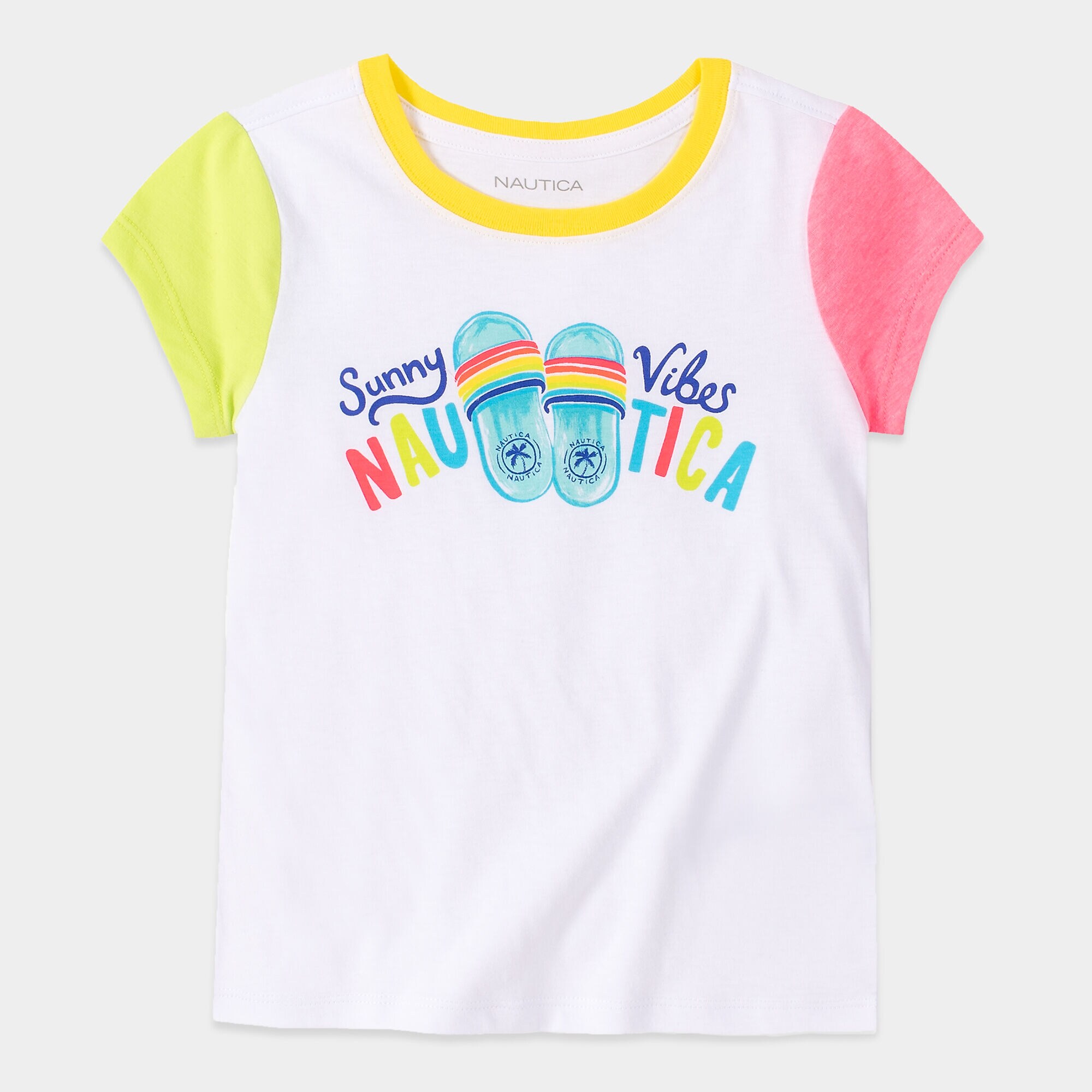 GIRLS' COLORBLOCK SUNNY VIBES GRAPHIC T-SHIRT (8-20),Antique White Wash,large