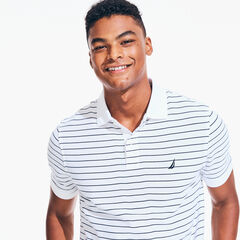 CLASSIC FIT STRIPED DECK POLO,Bright White,large