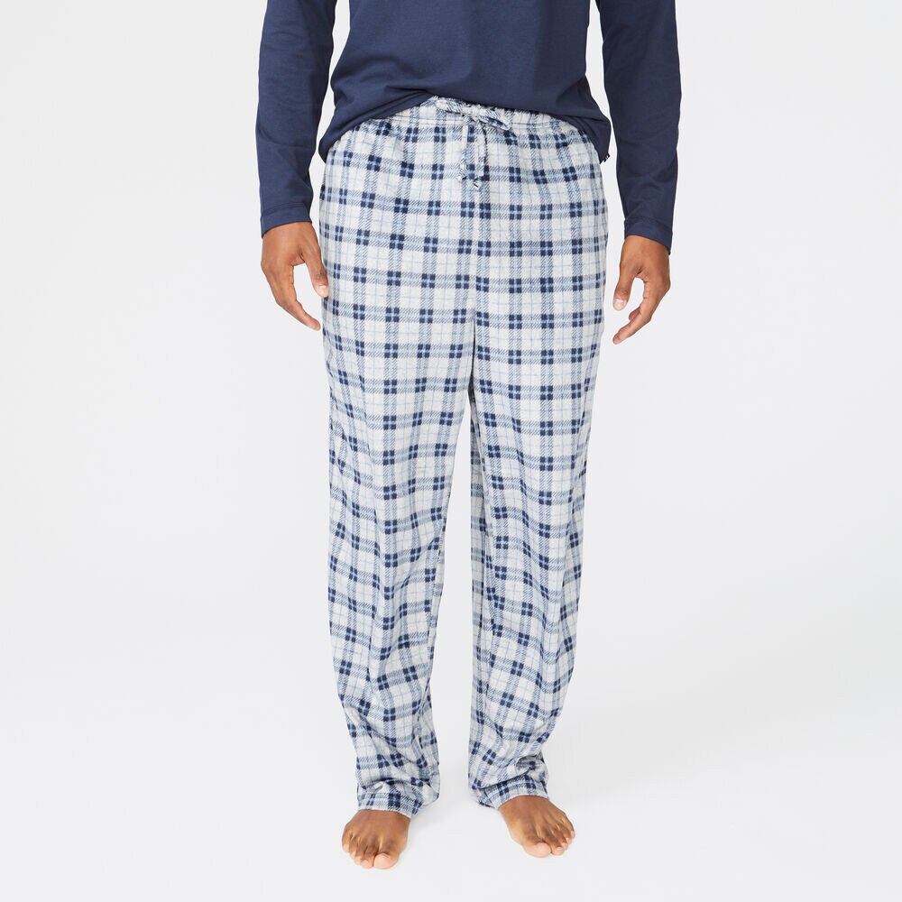 PLAID SUEDED FLEECE SLEEP PANT,Navy,large