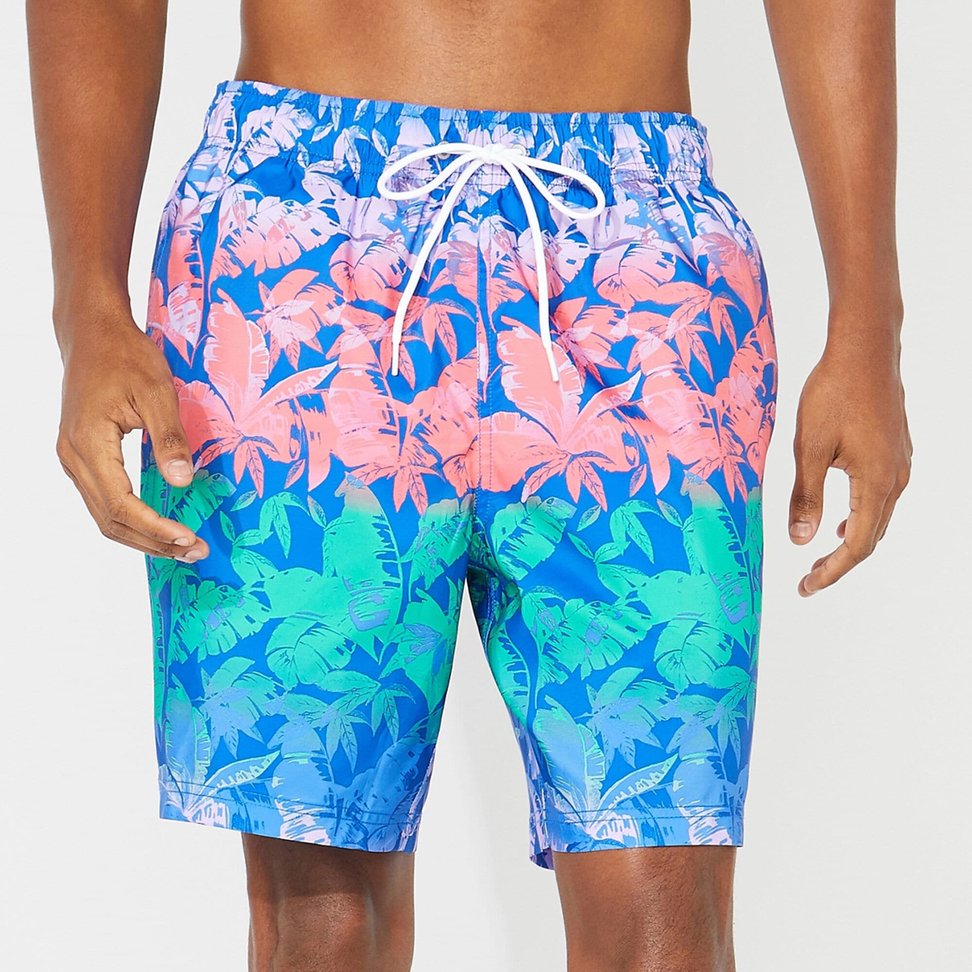 8" PERFORMANCE TROPICAL PRINT SWIM,Lapis,large