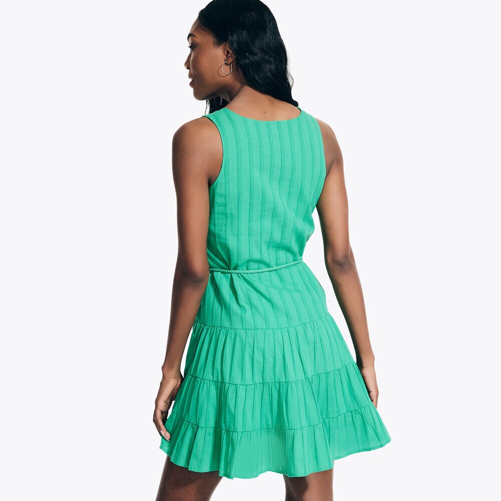 TIERED V-NECK DRESS,Pine Forest Heather,large