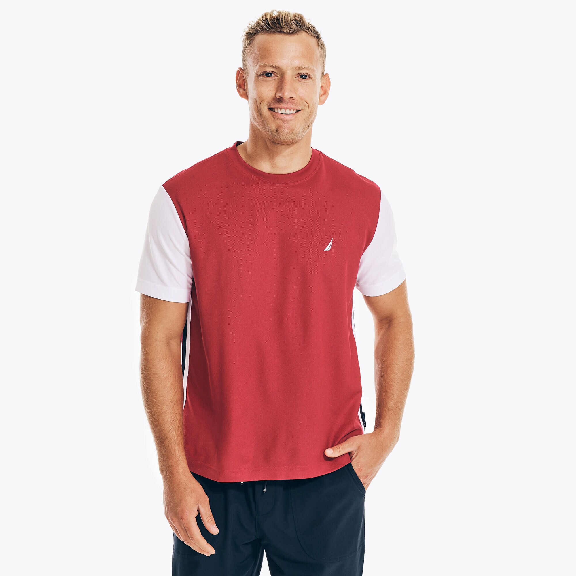 NAVTECH SUSTAINABLY CRAFTED COLORBLOCK T-SHIRT,Assorted B,large