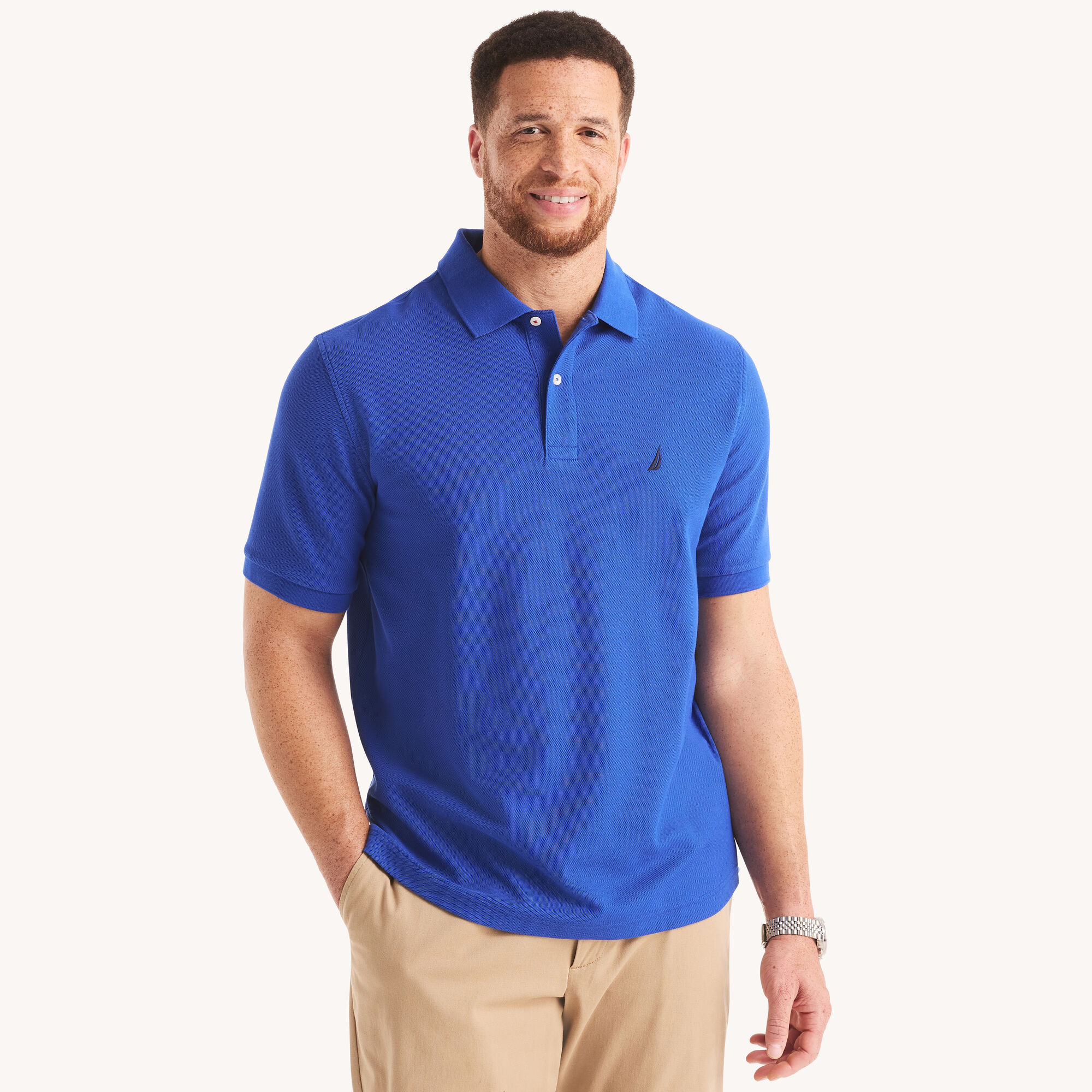 Big & Tall Classic Fit Performance Deck Polo,Bright Cobalt,large