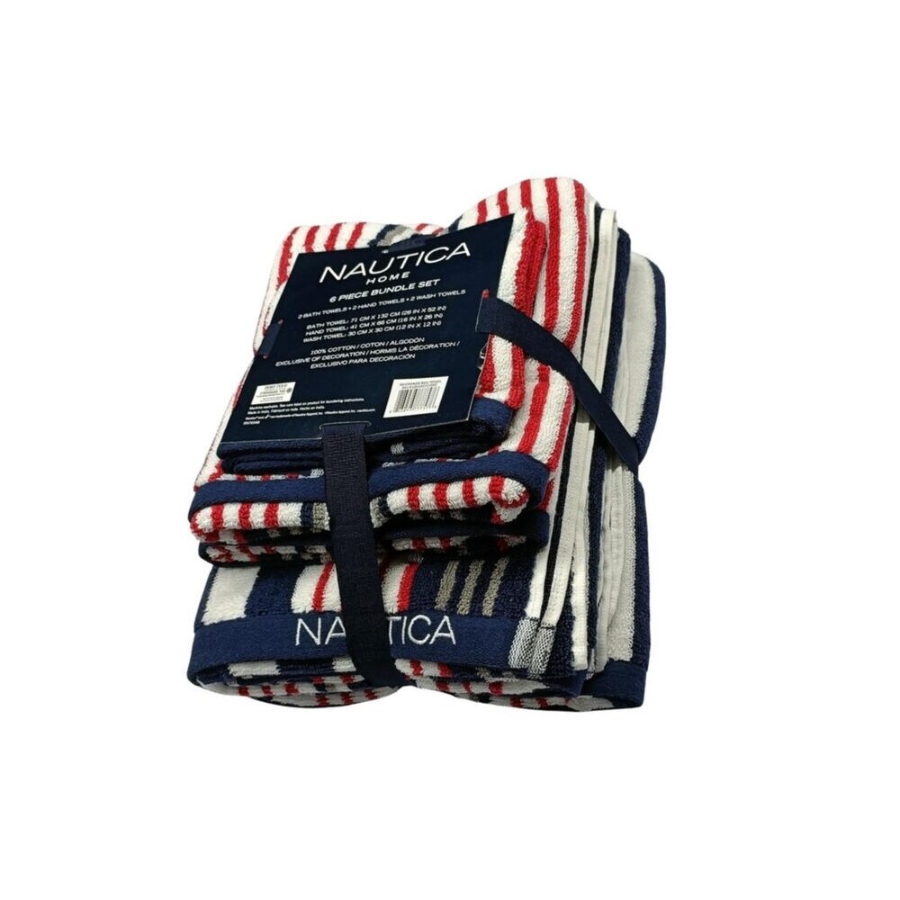 MACKENZIE STRIPED TOWEL SET, 6-PC,Bali Bliss,large