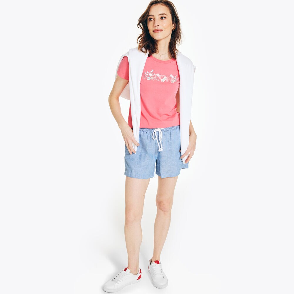 Floral Foil Logo Graphic T-Shirt,Prism Pink,large