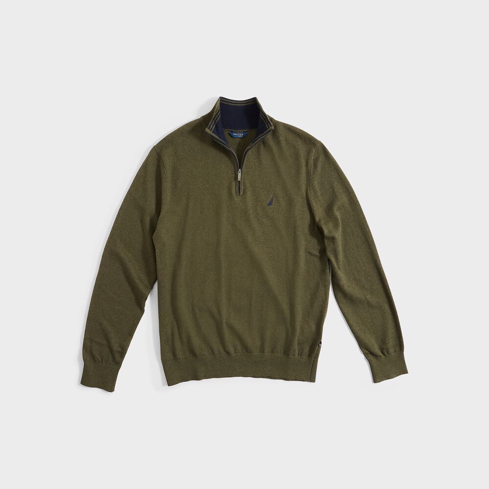 BIG & TALL NAVTECH QUARTER-ZIP SWEATER,Dark Hunter,large