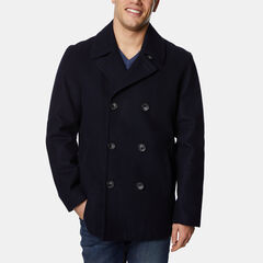 Wool-Blend Double-Breasted Peacoat,Navy,large