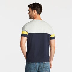 PIECED COLORBLOCK CREWNECK TEE,Grey Heather,large