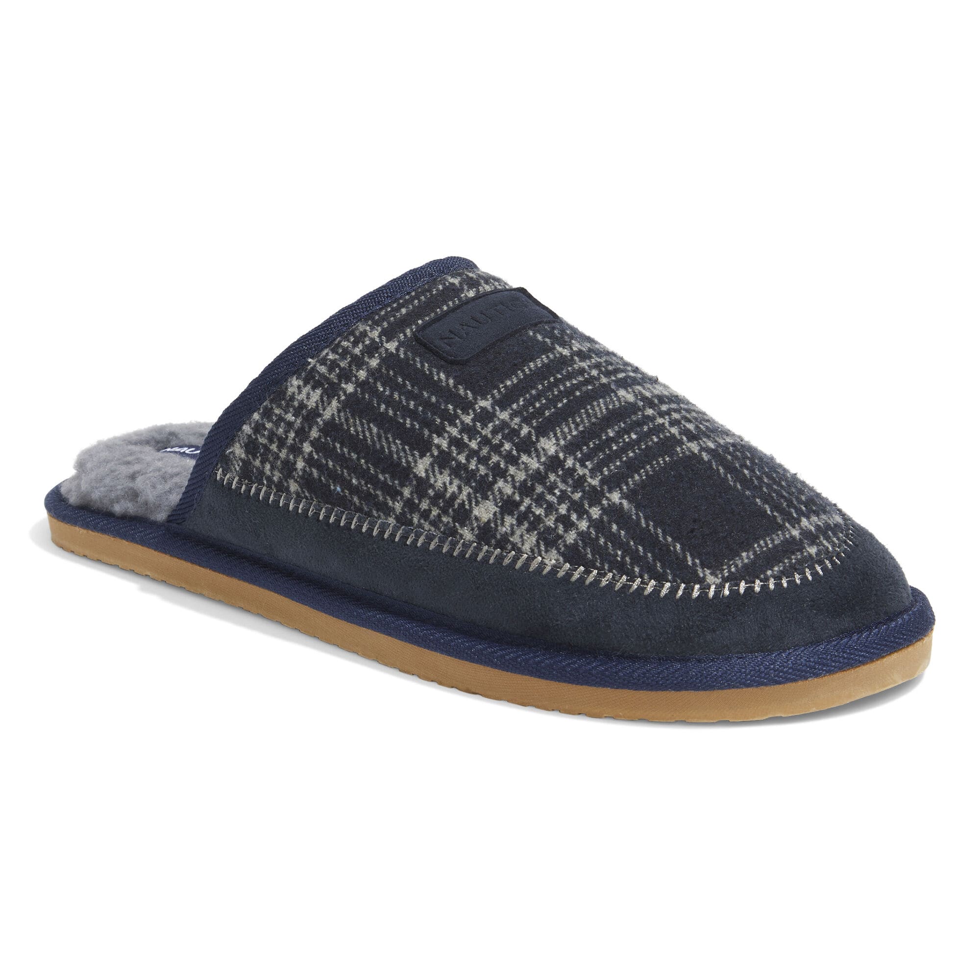 FLEECE LINED SLIPPERS,Navy,large