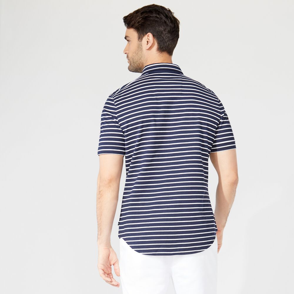 STRIPED HARBOR SHIRT,Navy,large