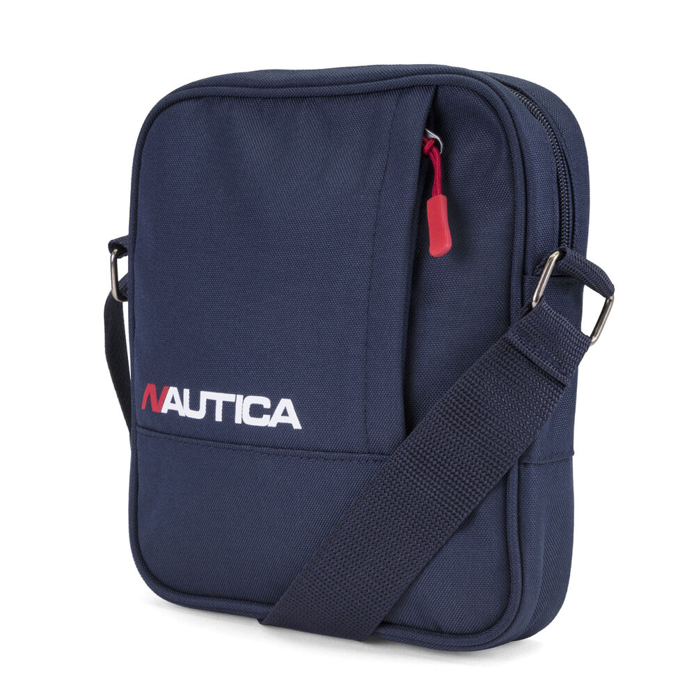 Racer Logo Crossbody Bag in Navy Blue,Navy,large
