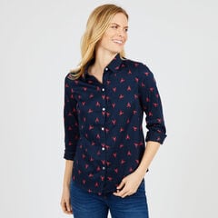 Allover Lobster Print Button-Down Shirt,Stellar Blue Heather,large