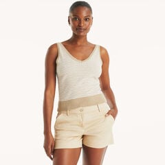 Striped V-Neck Sweater,Rope,large