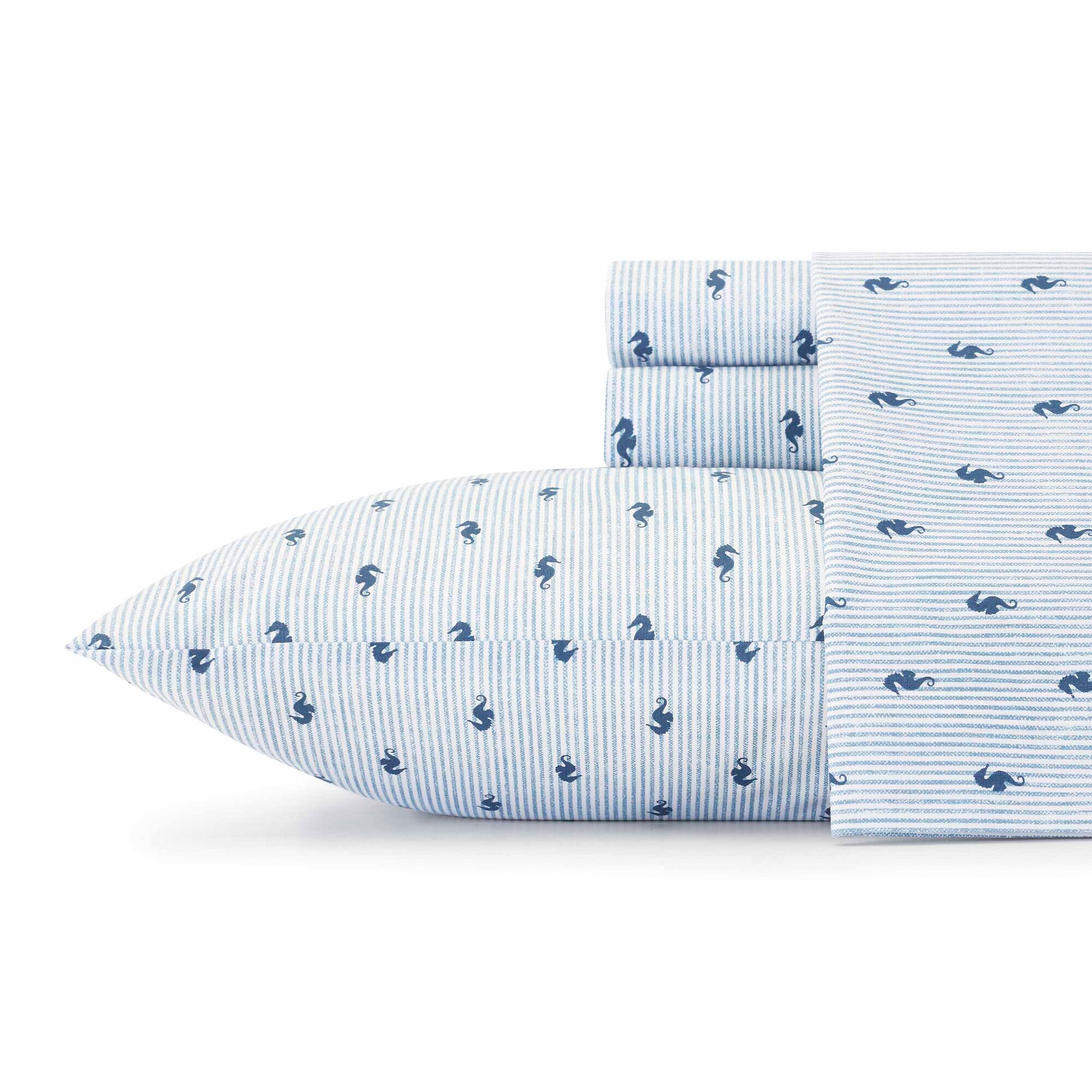 Stone Harbor Sheet Set in Blue Stripe,Antique White Wash,large