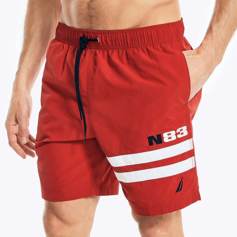 8" LOGO STRIPE QUICK-DRY SWIM,Nautica Red,large