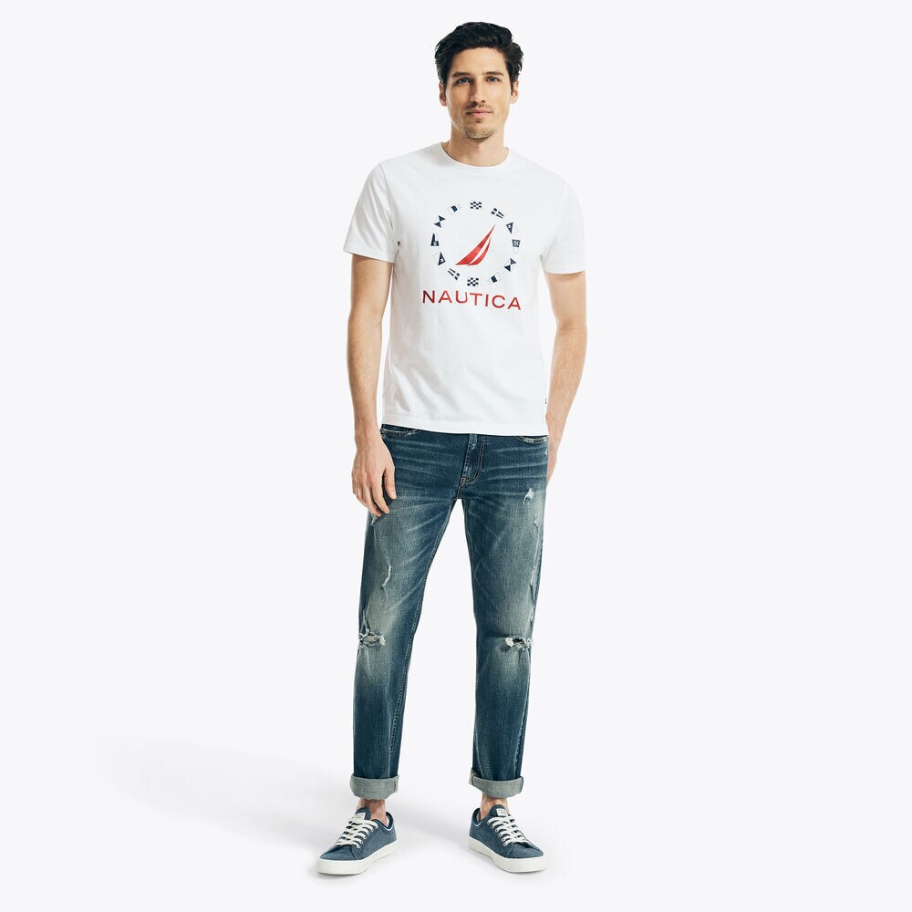 SUSTAINABLY CRAFTED FLAG GRAPHIC T-SHIRT,Bright White,large