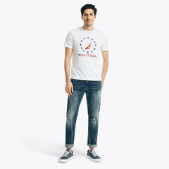 SUSTAINABLY CRAFTED FLAG GRAPHIC T-SHIRT,Bright White,large