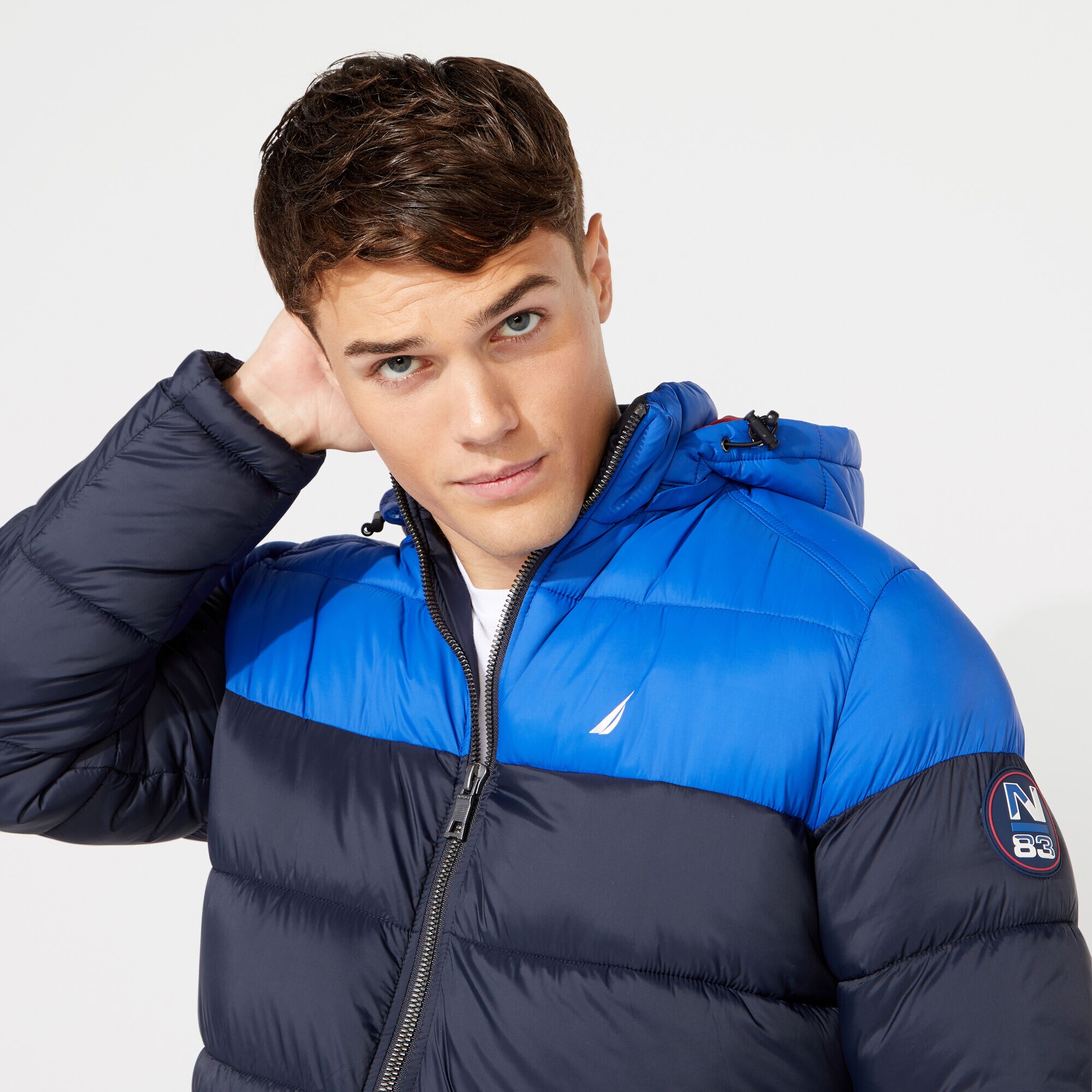 PUFFER JACKET WITH REMOVABLE HOOD,Admiral Blue,large