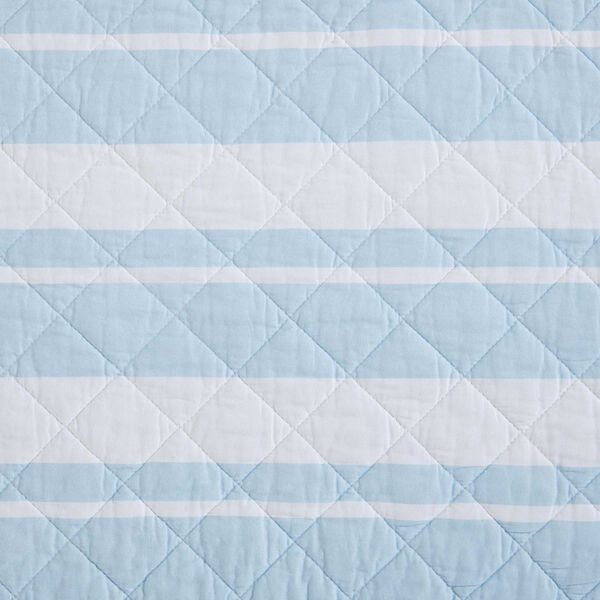 Seafront Stripe Blue Twin Quilt Set