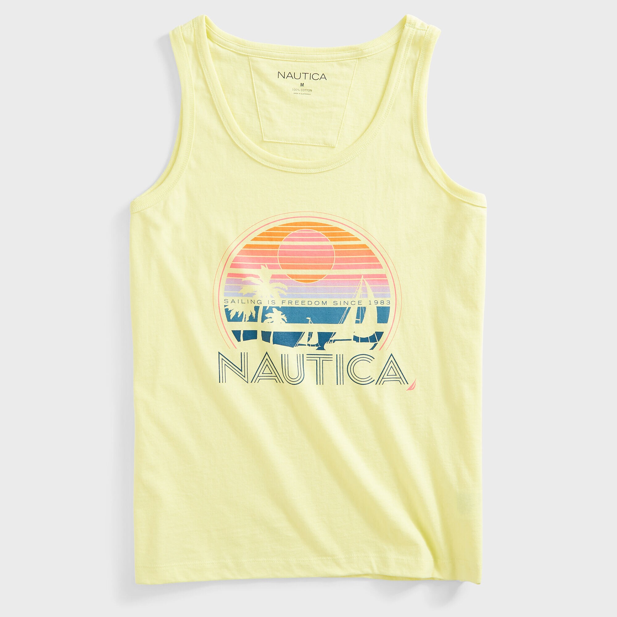 PALM TREE GRAPHIC TANK TOP,Dusty Honey Gold,large