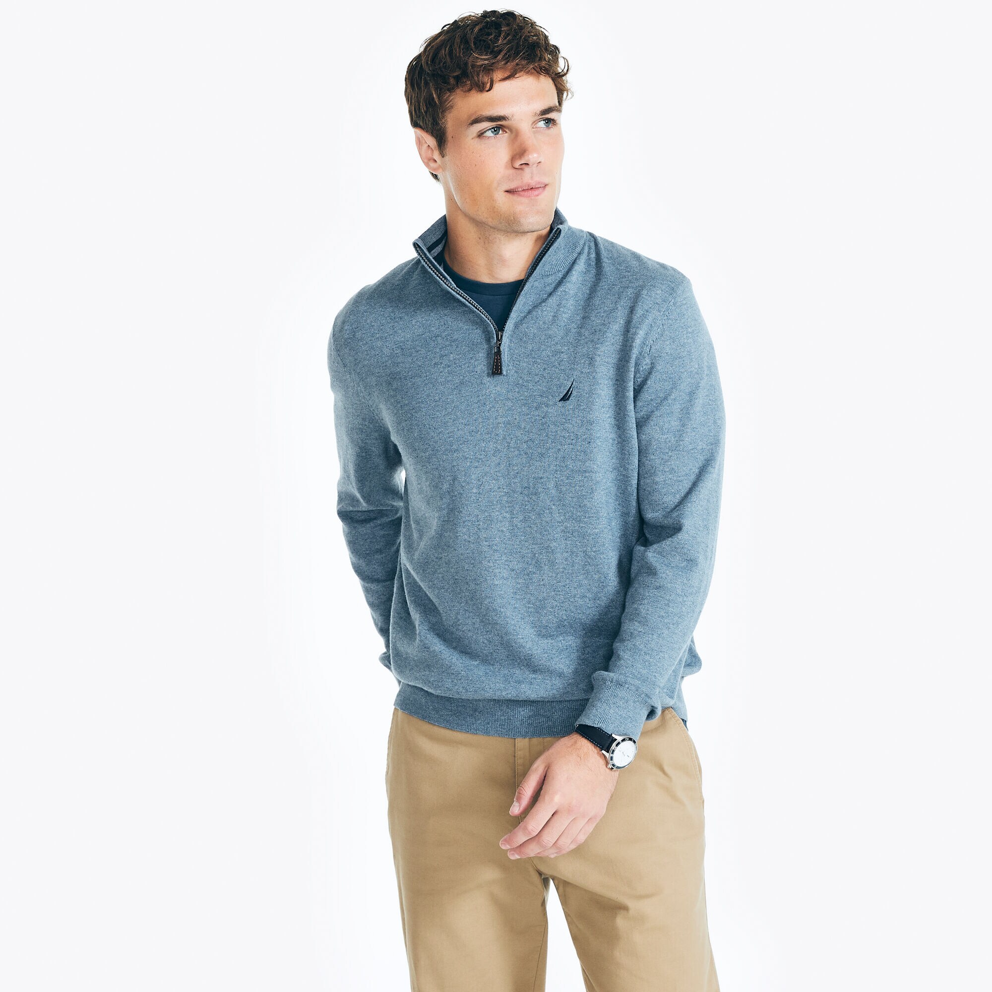 Navtech Quarter-Zip Sweater,Anchor Blue Heather,large