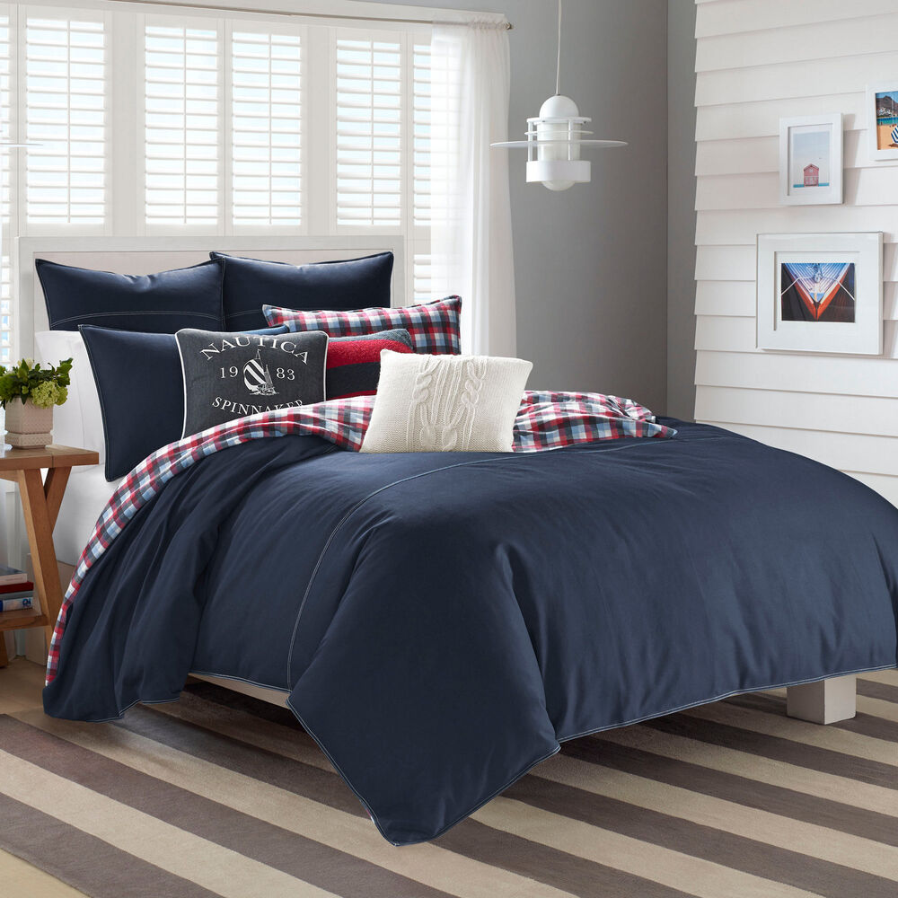 Seaward Navy Twill Flannel Comforter,Navy,large