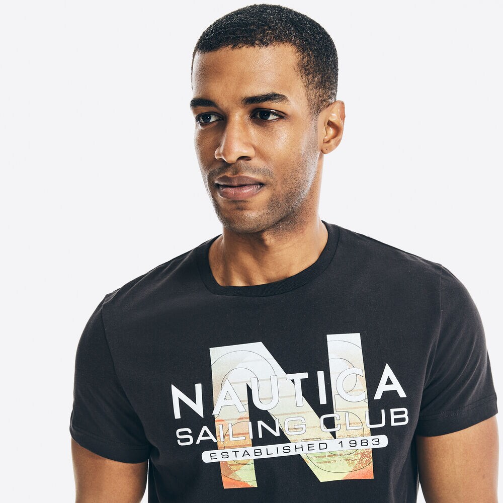 SUSTAINABLY CRAFTED SAILING CLUB GRAPHIC T-SHIRT,True Black,large