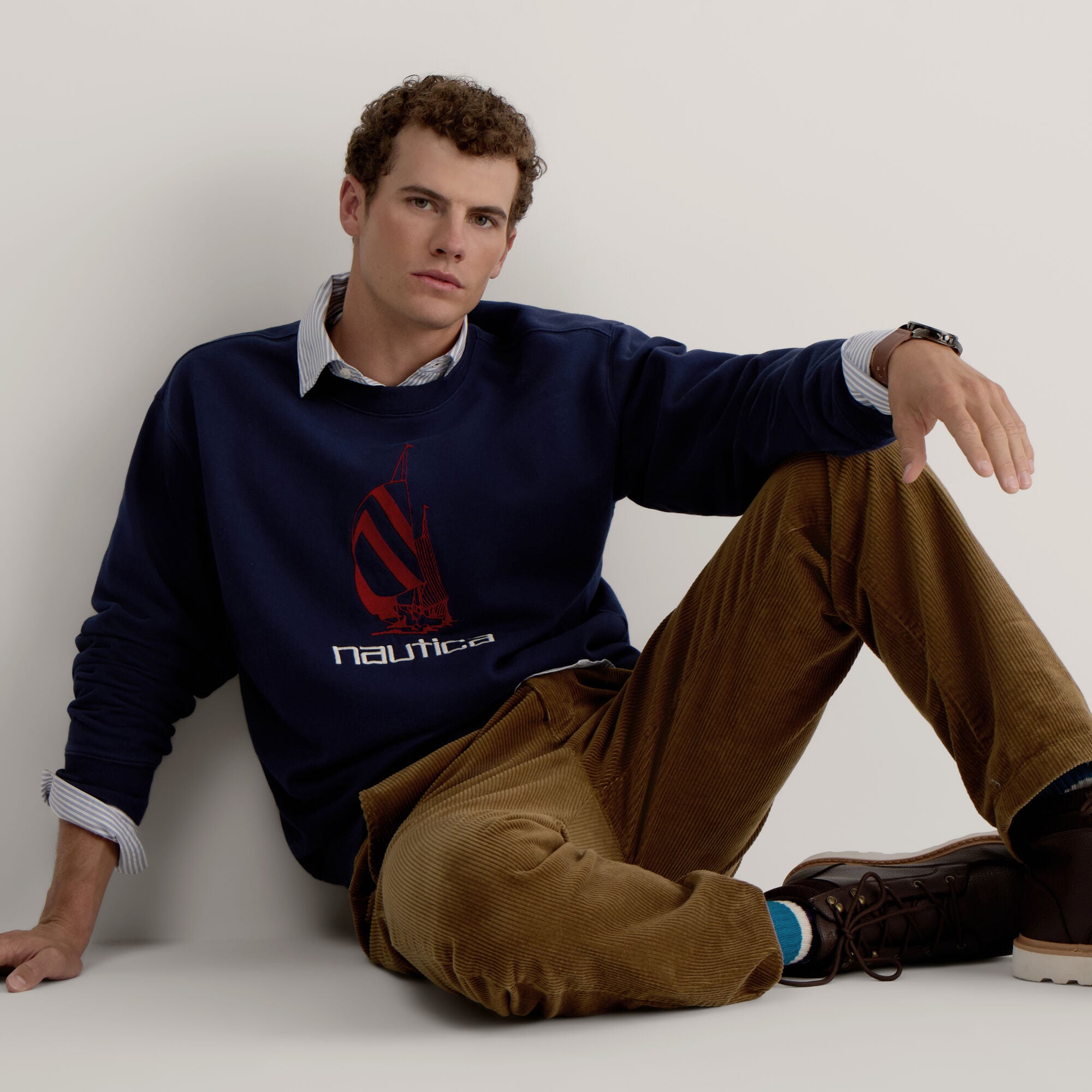 Fleece Graphic Crewneck,J Navy,large