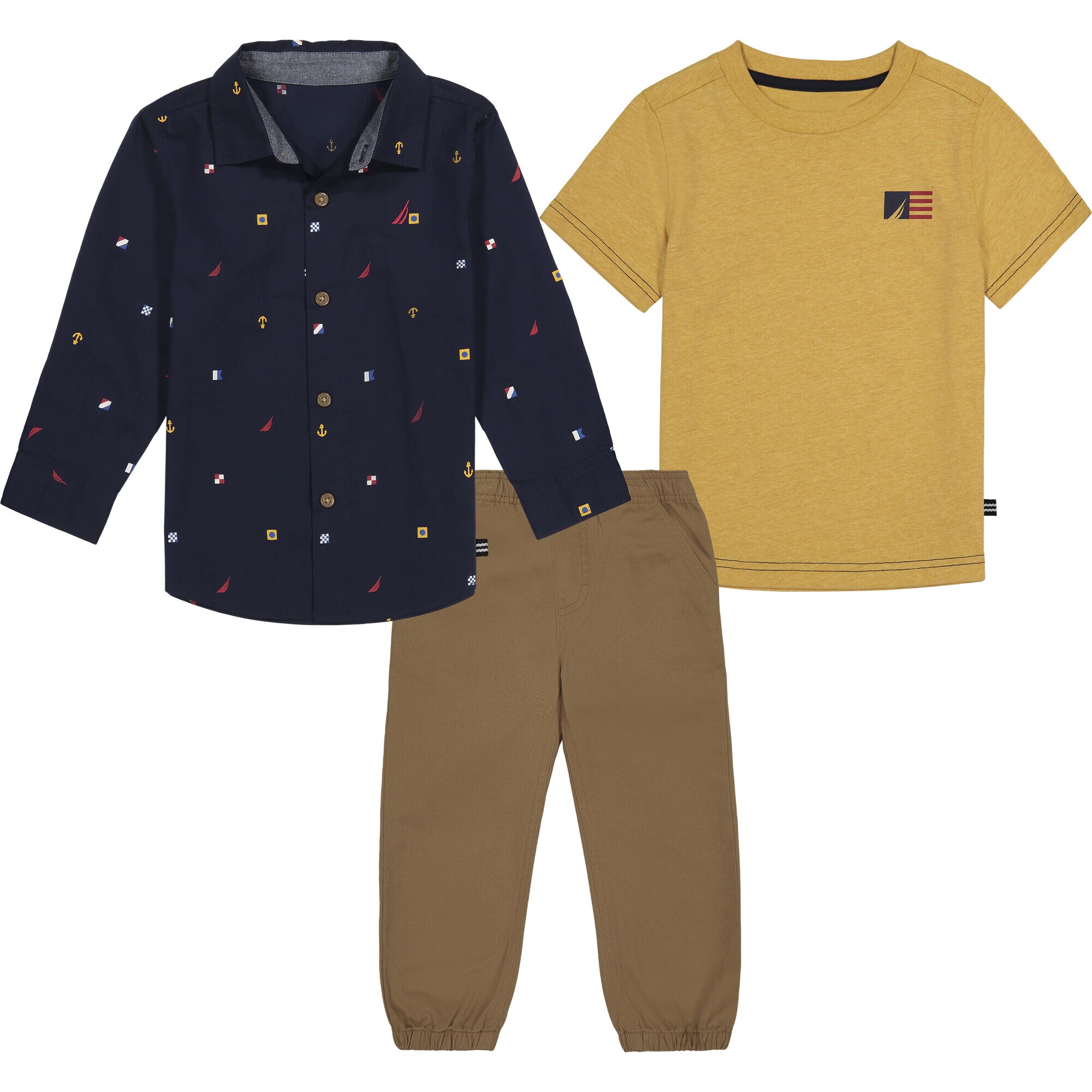 TODDLER BOYS' PRINTED SHIRT 3PC JOGGER SET (2T-4T),Aquadream,large