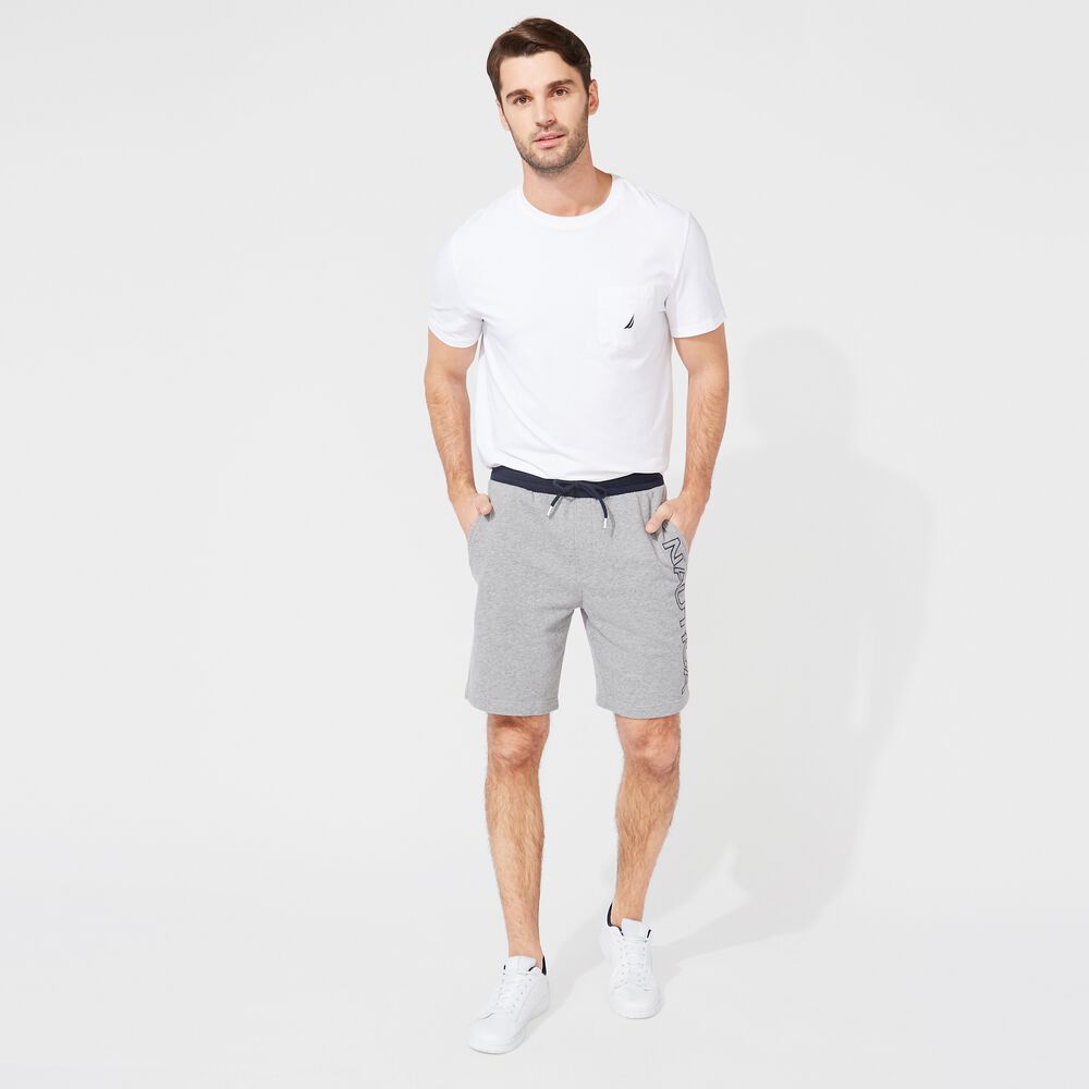 8.5" LOGO FLEECE SHORT,Stone Grey Heather,large