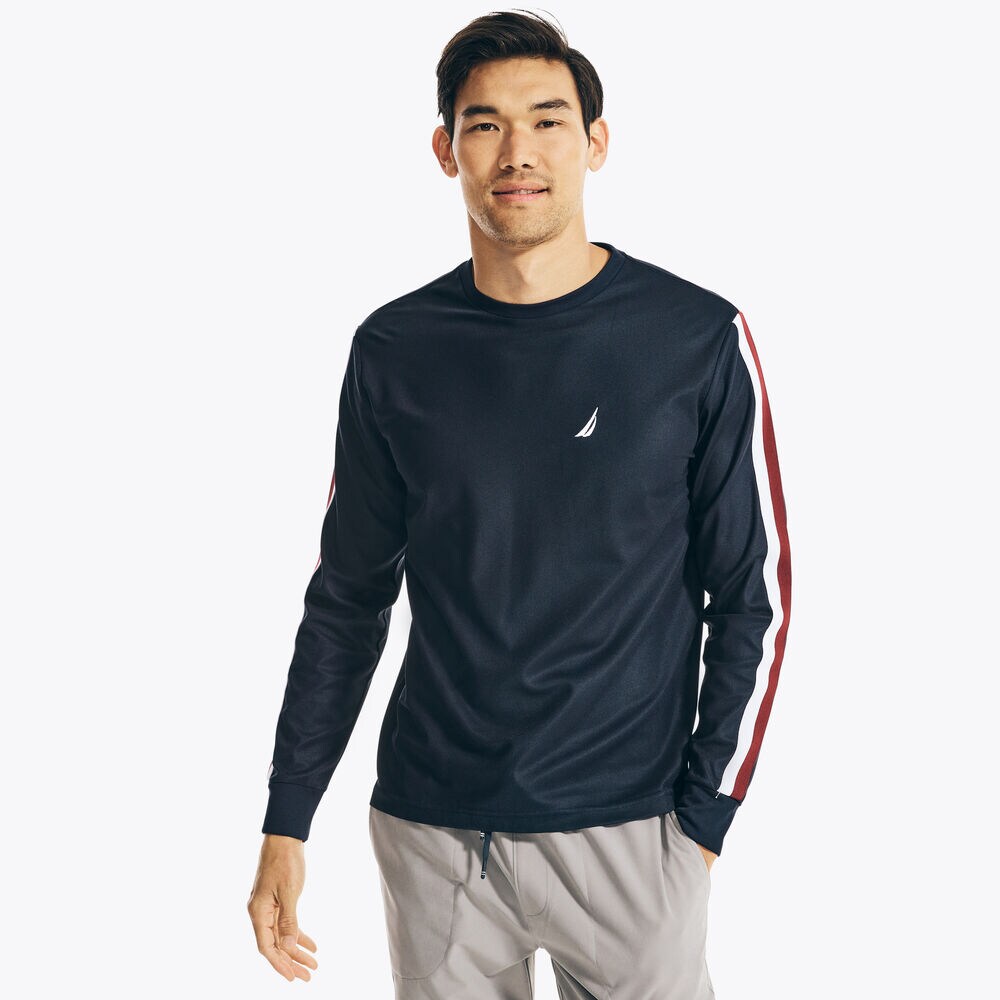 NAVTECH STRIPE-SLEEVE T-SHIRT,Navy,large