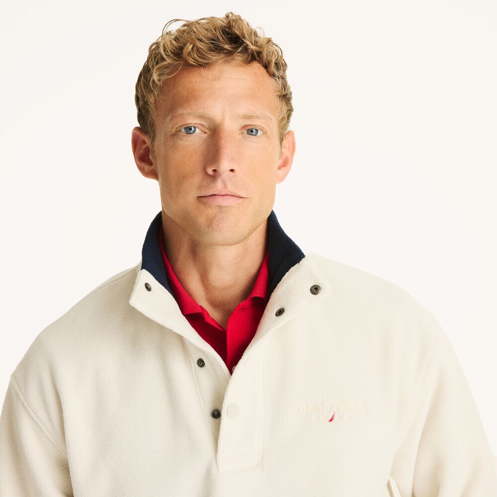 Nautex Fleece Mock-Neck Pullover,Nautica Stone,large