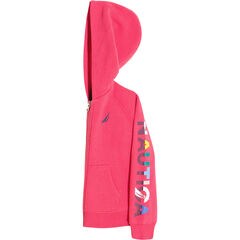LITTLE GIRLS' LOGO SLEEVE FULL-ZIP HOODIE (4-6x),Dark Acacia,large