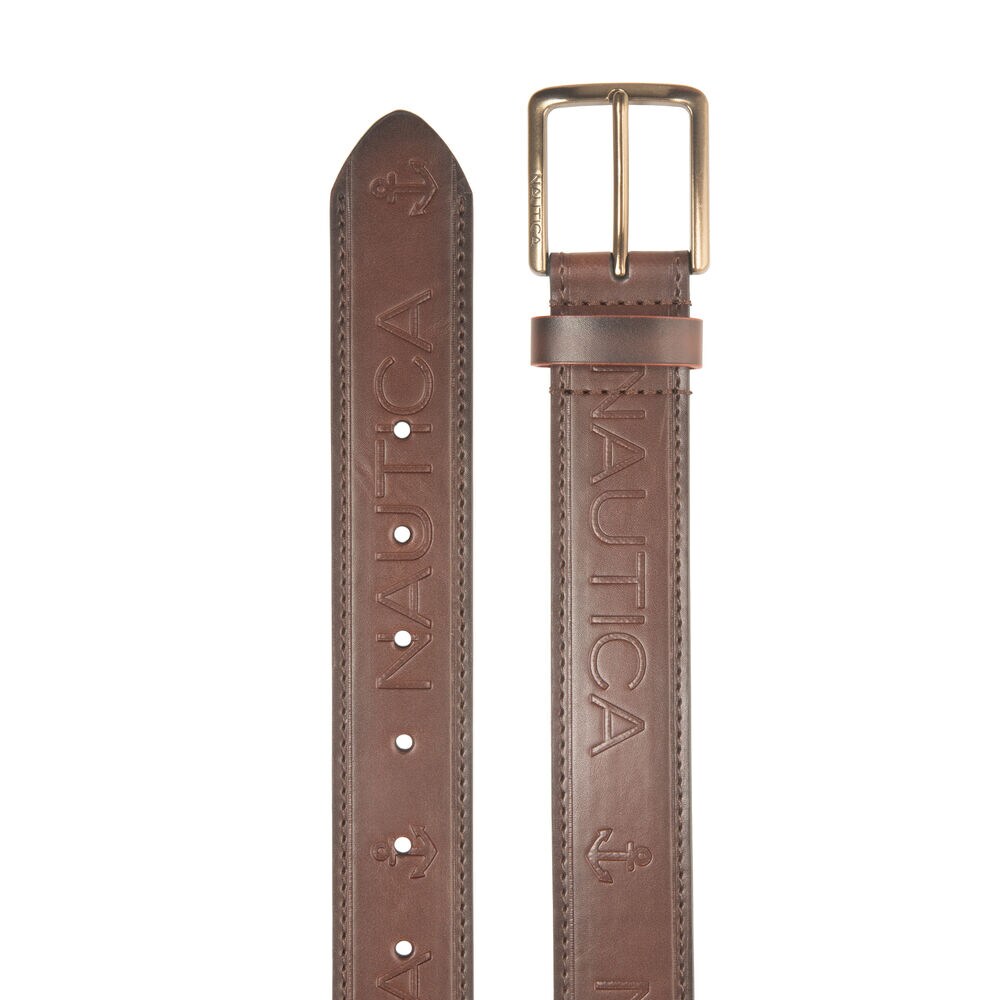 LOGO EMBOSSED BELT IN BROWN,Brown Stone,large