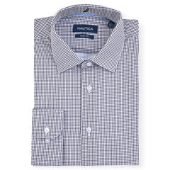 Checkered Wrinkle-Resistant Dress Shirt,Bright White,large