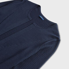 RIBBED OPEN-FRONT CARDIGAN,Stellar Blue Heather,large