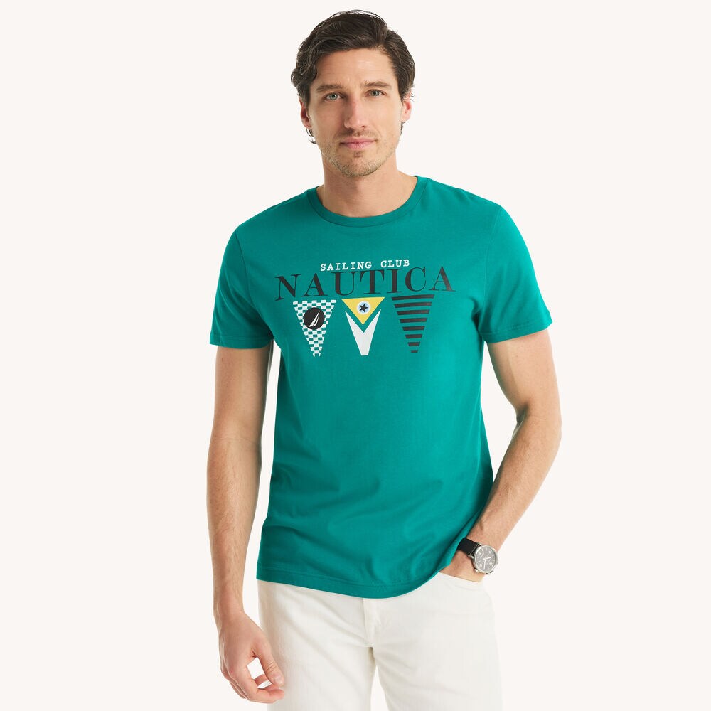 Flag Graphic T-Shirt,Schooner Green,large