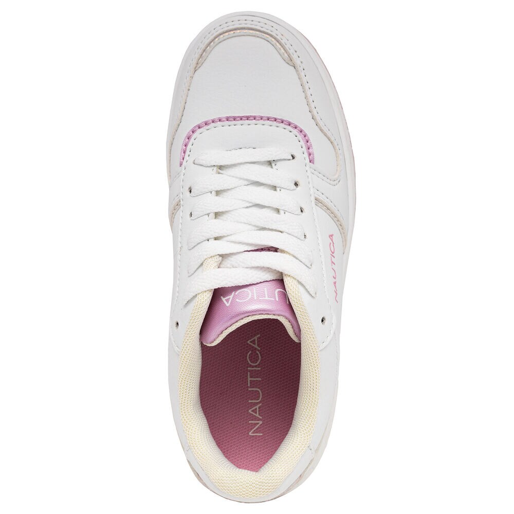 Girls' Logo Lace-Up Sneaker,Bright White,large