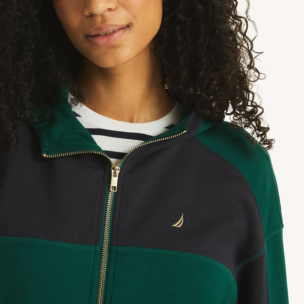 Color Blocked Zip-Front Hoodie