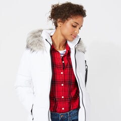 WOMEN'S QUILTED PUFFER COAT ,Bright White,large
