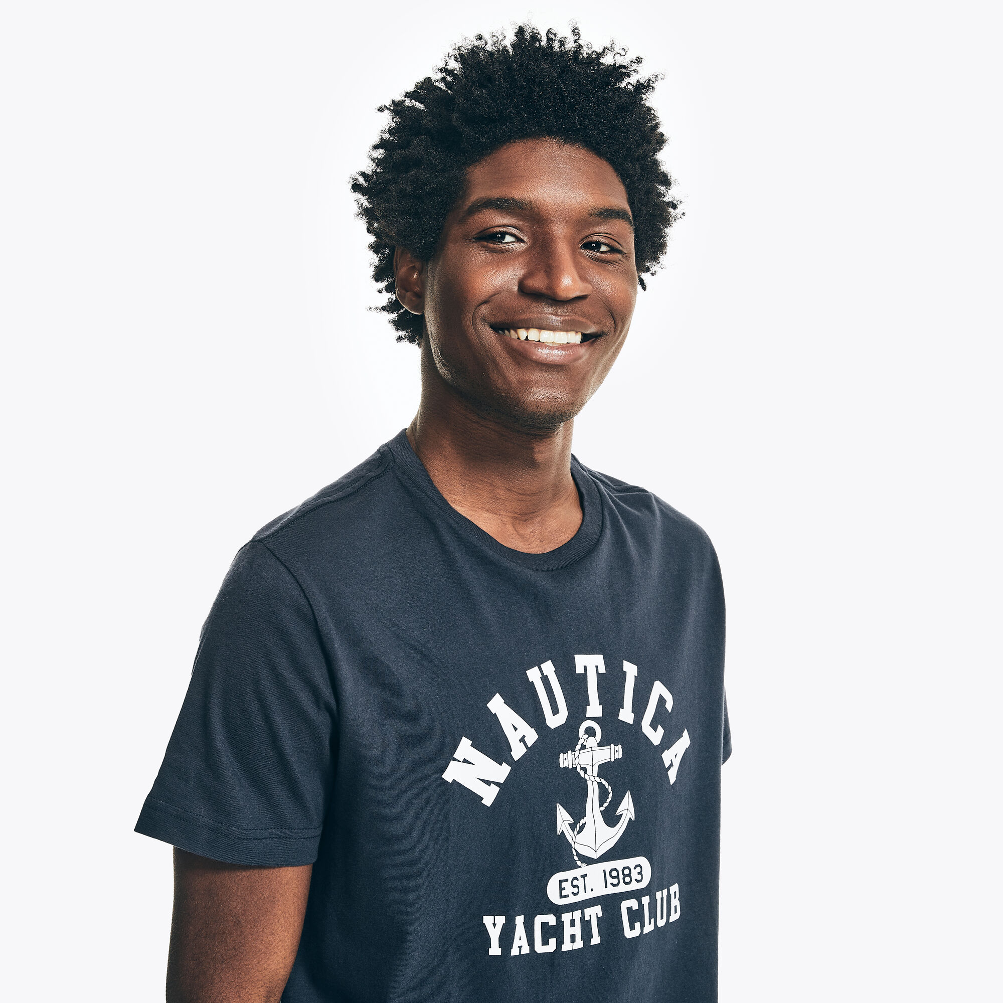 SAILING ANCHOR GRAPHIC SLEEP T-SHIRT,Navy,large