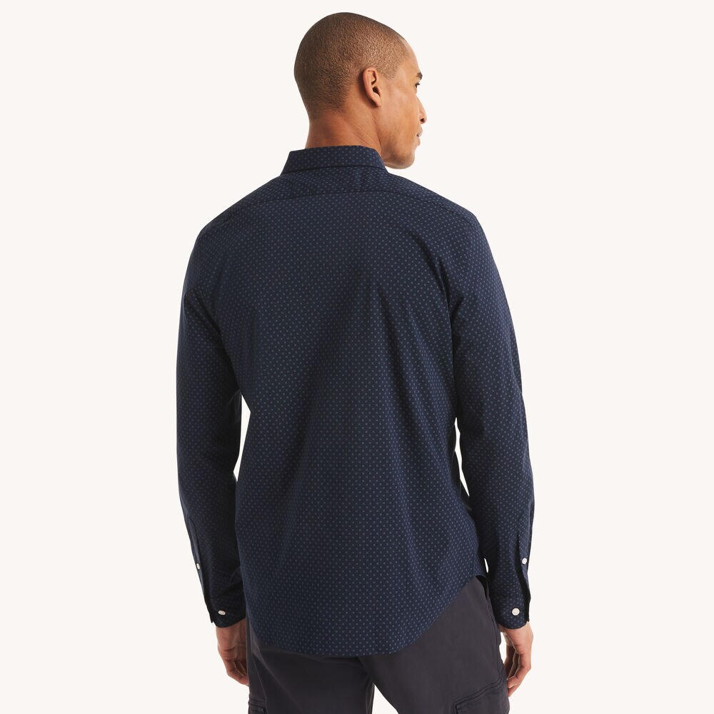 Slim Fit Wrinkle-Resistant Printed Shirt,Navy,large