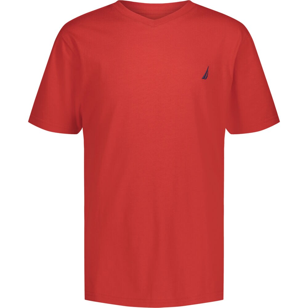 TODDLER BOYS' V-NECK T-SHIRT (2T-4T),Firey Red,large