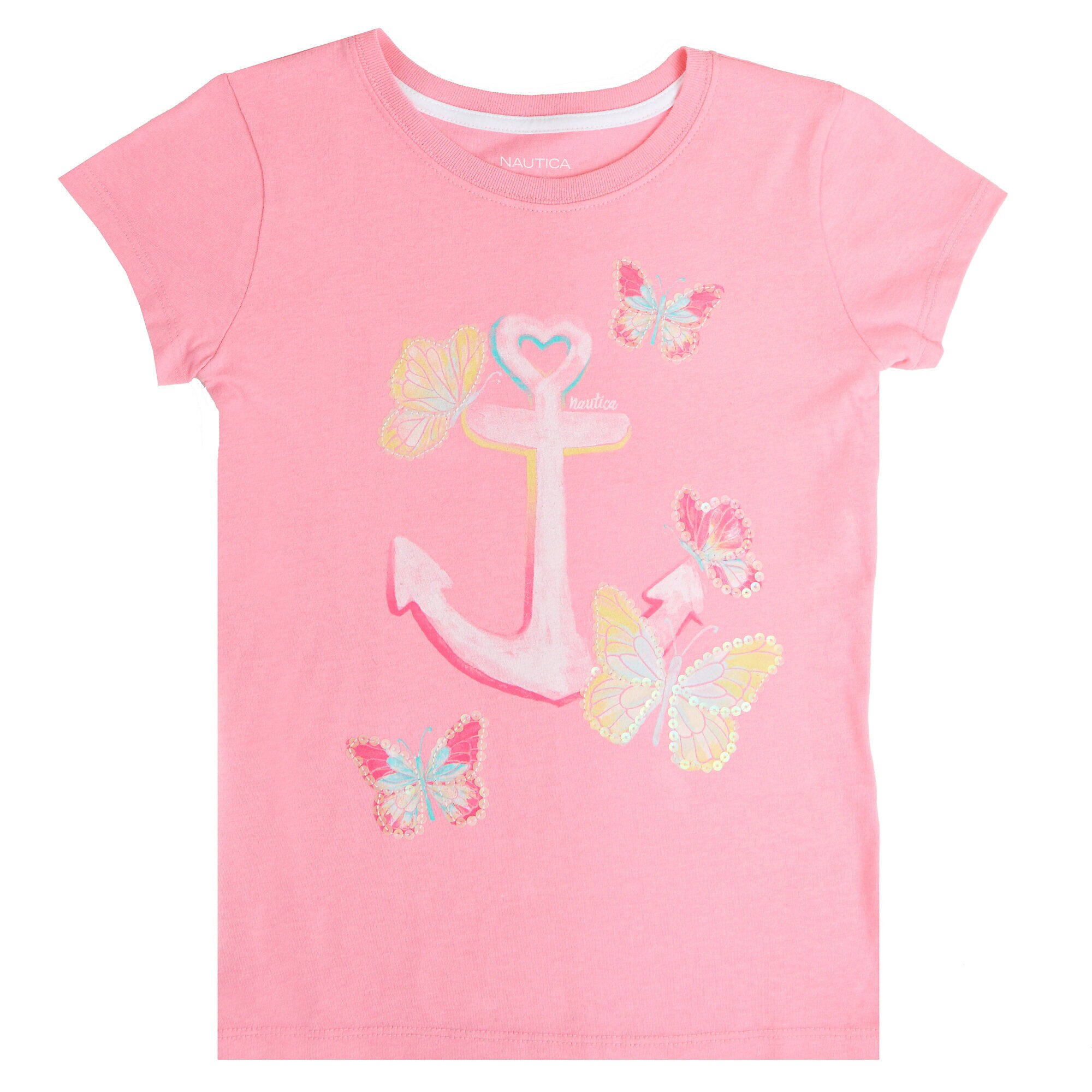 Little Girls' Anchor Butterfly Tee (2T-7),Petal,large